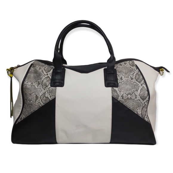 Steve Madden Handbags - Steve Madden Colorblock Snake Print Large Duffle Tote Bag